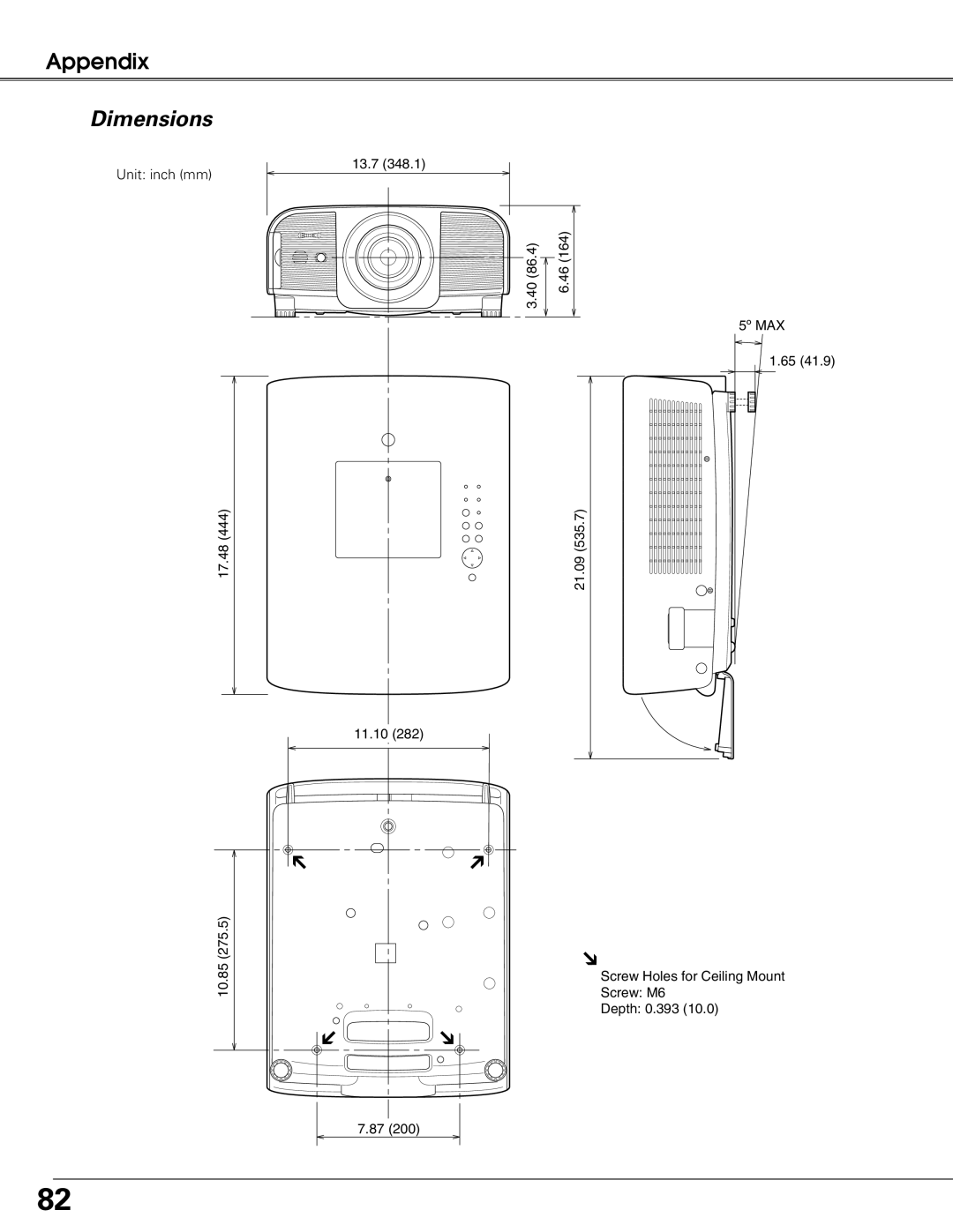 Eiki LC-XG250L, LC-XG300L owner manual Dimensions 