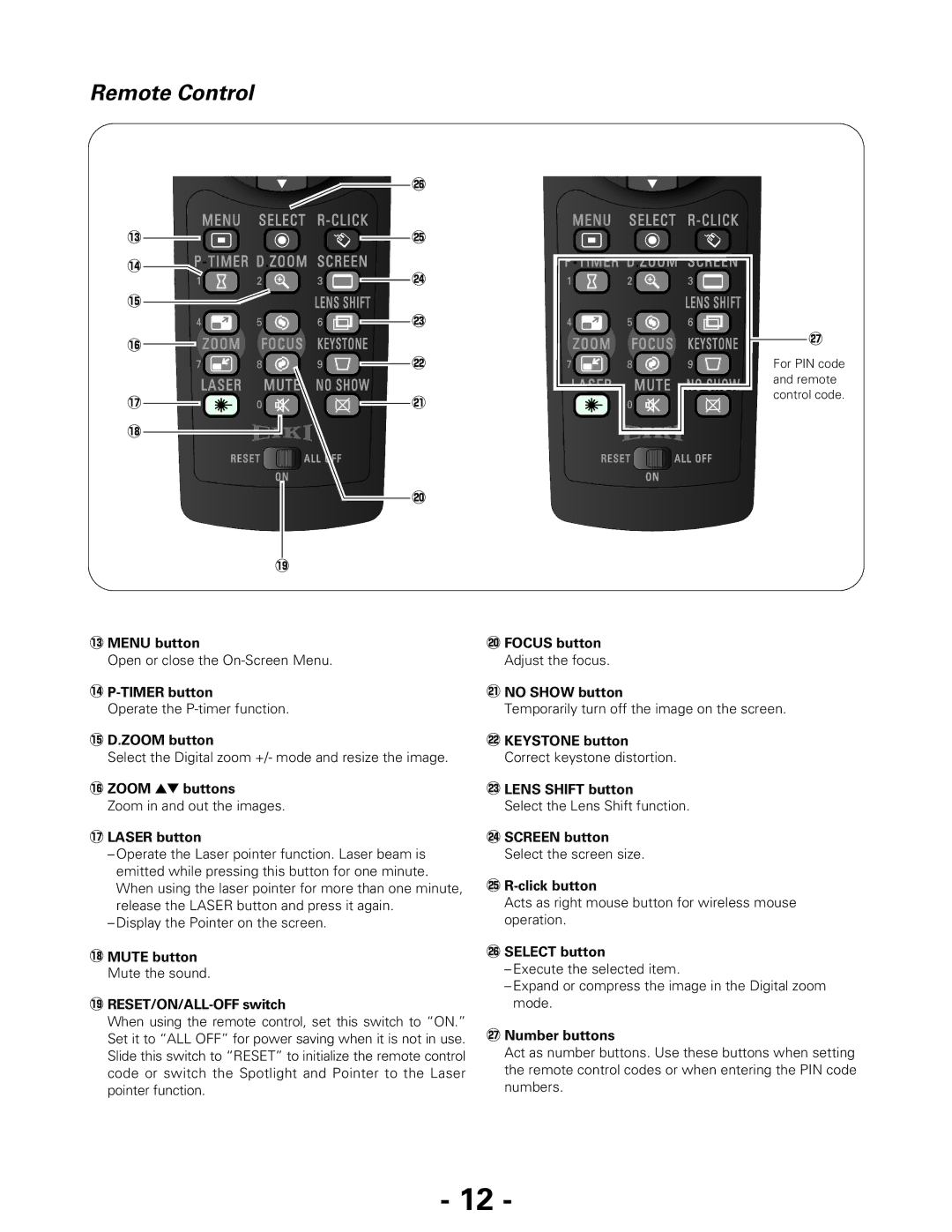 Eiki LC-XG300L*, LC-XG250L* owner manual 3MENU button 