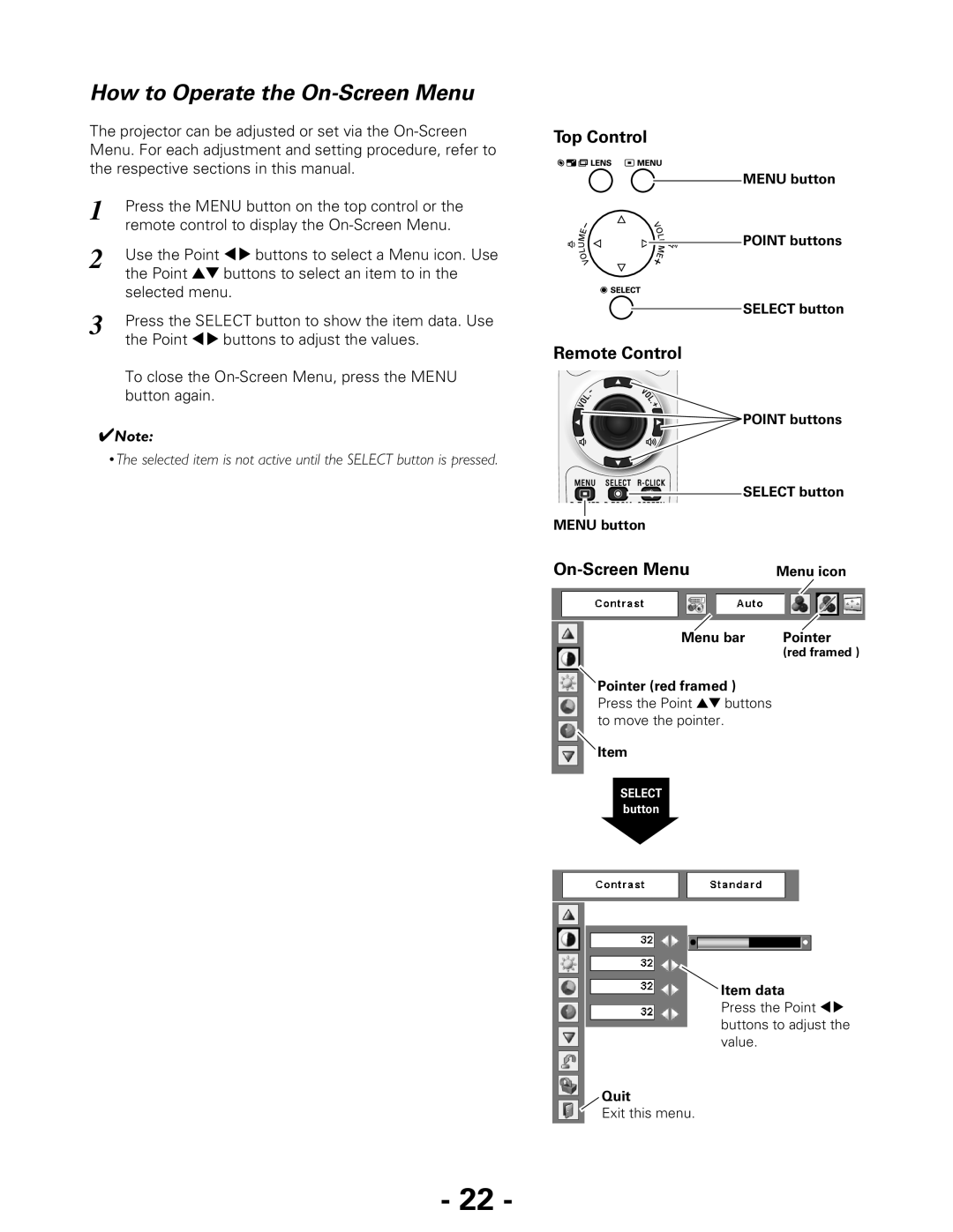 Eiki LC-XG300L*, LC-XG250L* owner manual How to Operate the On-Screen Menu, Remote Control 