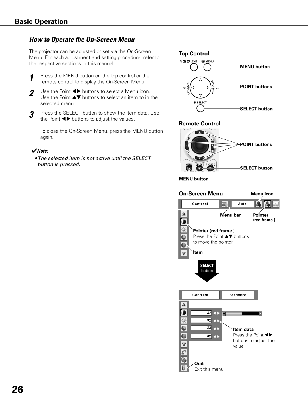 Eiki LC-XG400L owner manual How to Operate the On-Screen Menu, Remote Control 