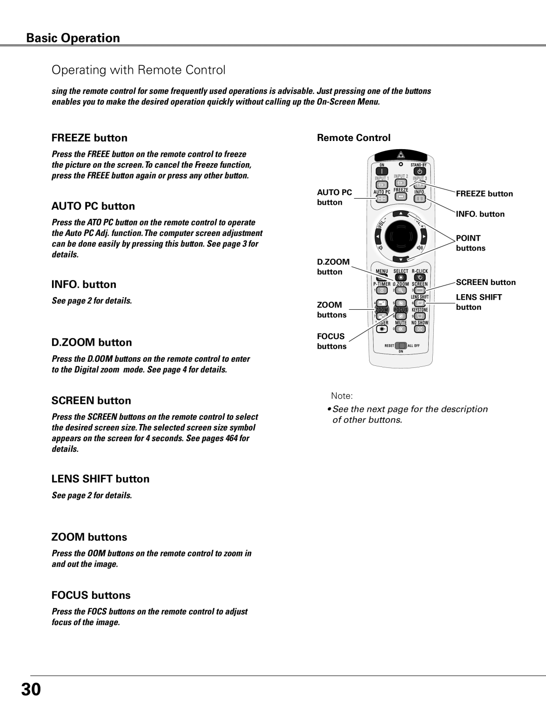 Eiki LC-XG400L owner manual Operating with Remote Control 