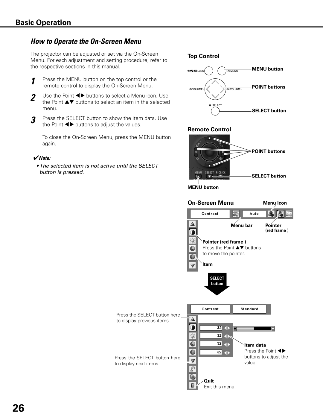 Eiki LC-XGC500 owner manual How to Operate the On-Screen Menu, Remote Control 