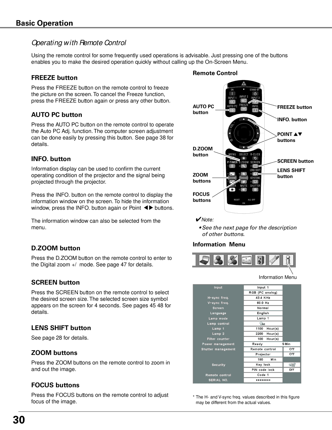 Eiki LC-XGC500 owner manual Operating with Remote Control 