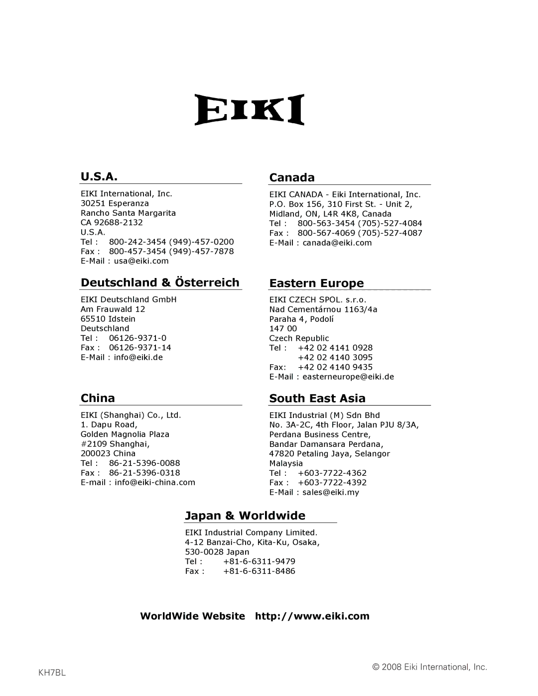 Eiki LC-XGC500 owner manual Deutschland & Österreich 