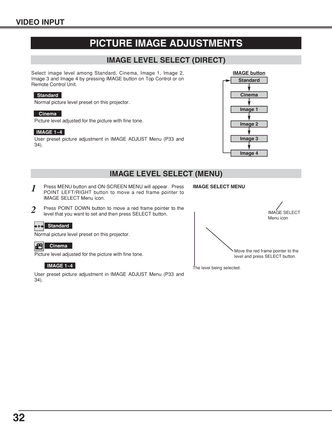 Eiki LC-XNB4MS, LC-XNB4S owner manual Picture Image Adjustments, Cinema 