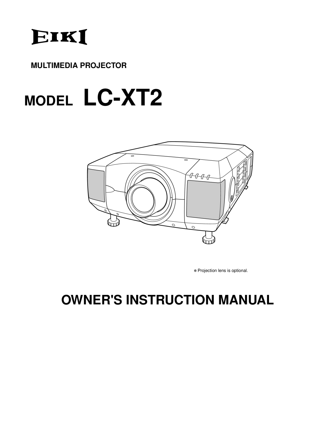 Eiki instruction manual Model LC-XT2, Multimedia Projector 