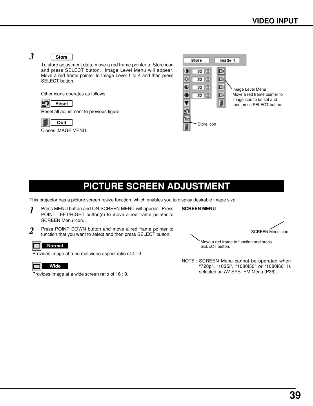 Eiki LC-XT2 instruction manual Provides image at a normal video aspect ratio of 4 