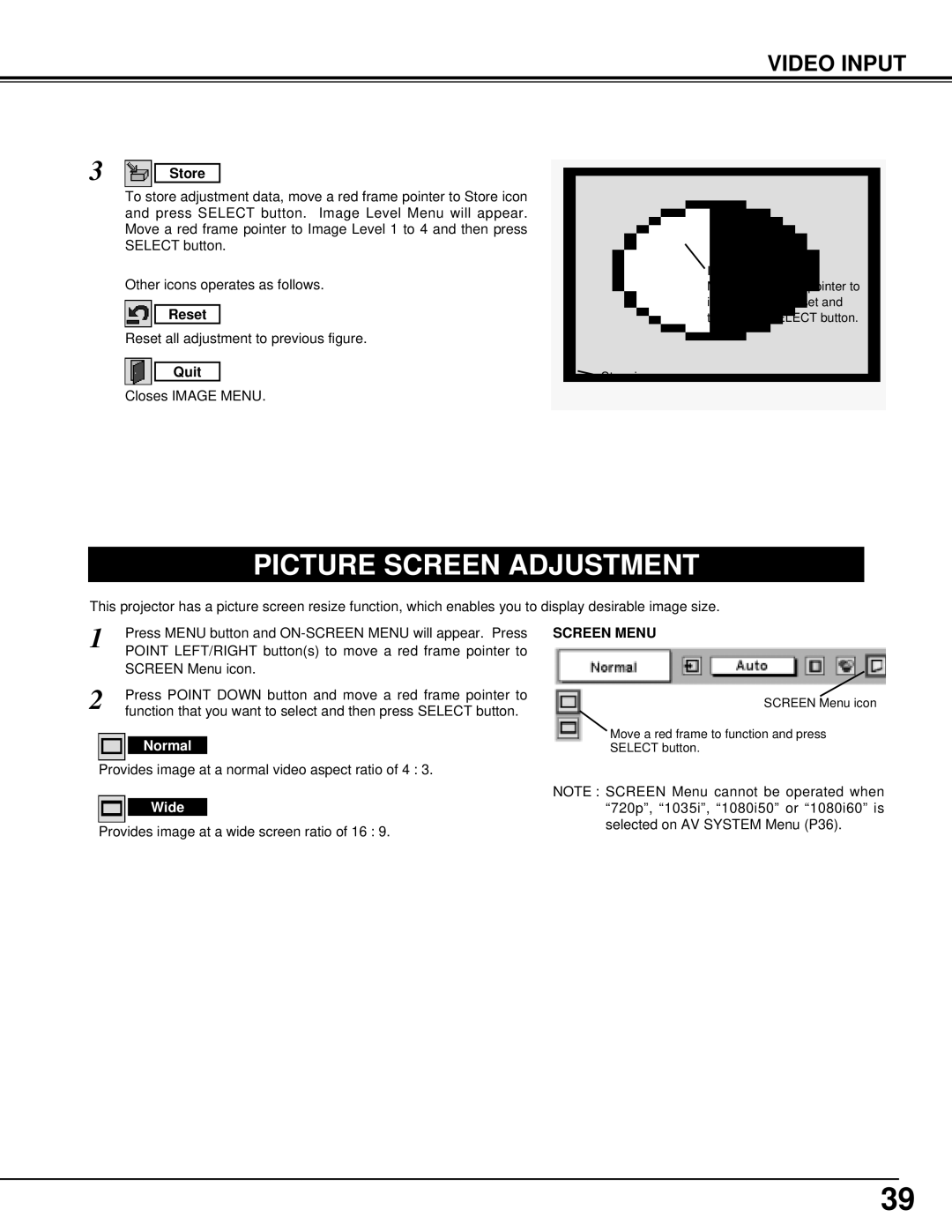 Eiki LC-XT3 instruction manual Provides image at a normal video aspect ratio of 4 