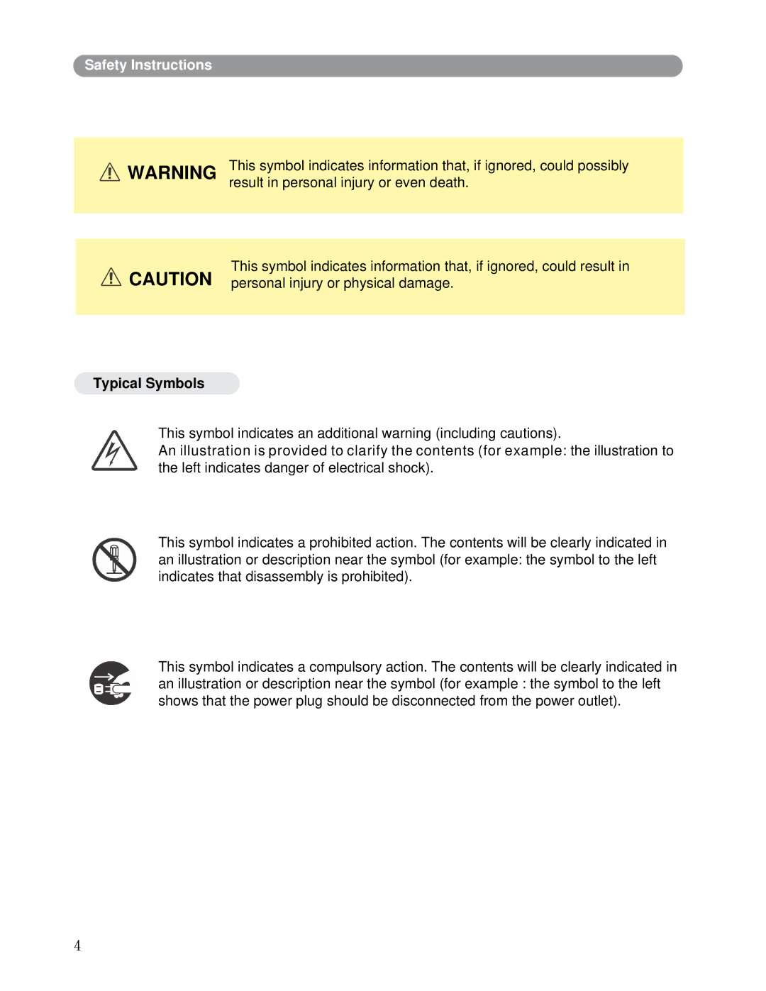 Eiki LC-XWP2000 manual Safety Instructions 