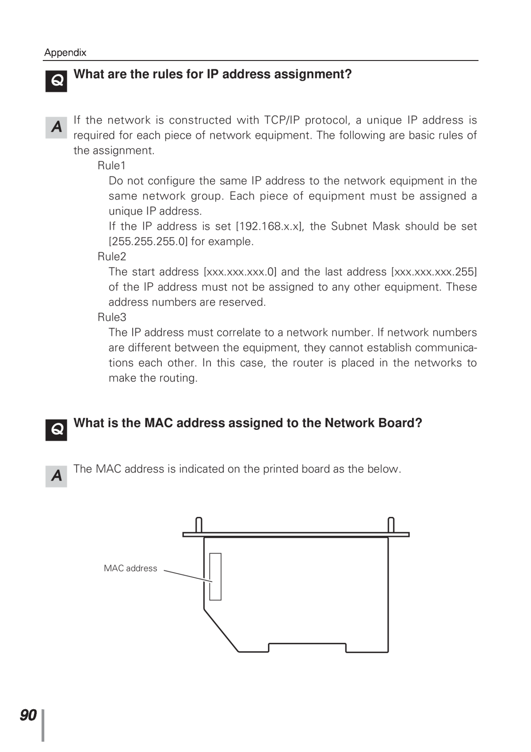 Eiki MD13NET owner manual QWhat are the rules for IP address assignment? 