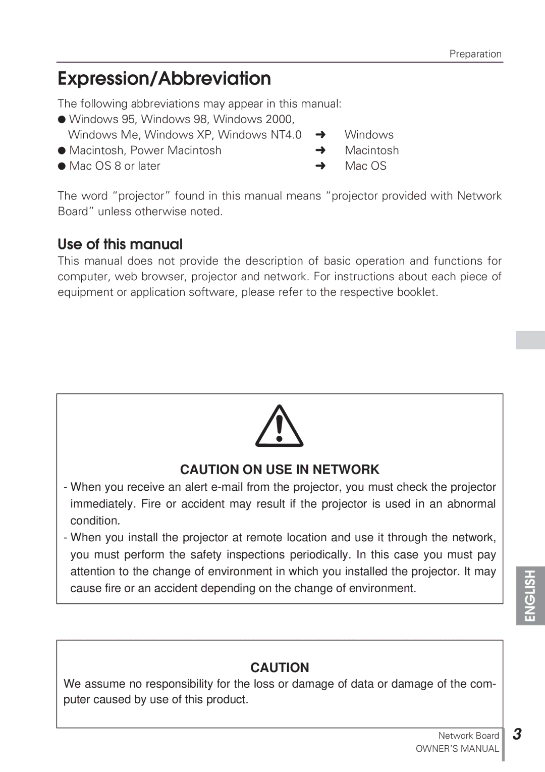 Eiki MD13NET owner manual Expression/Abbreviation, Use of this manual 