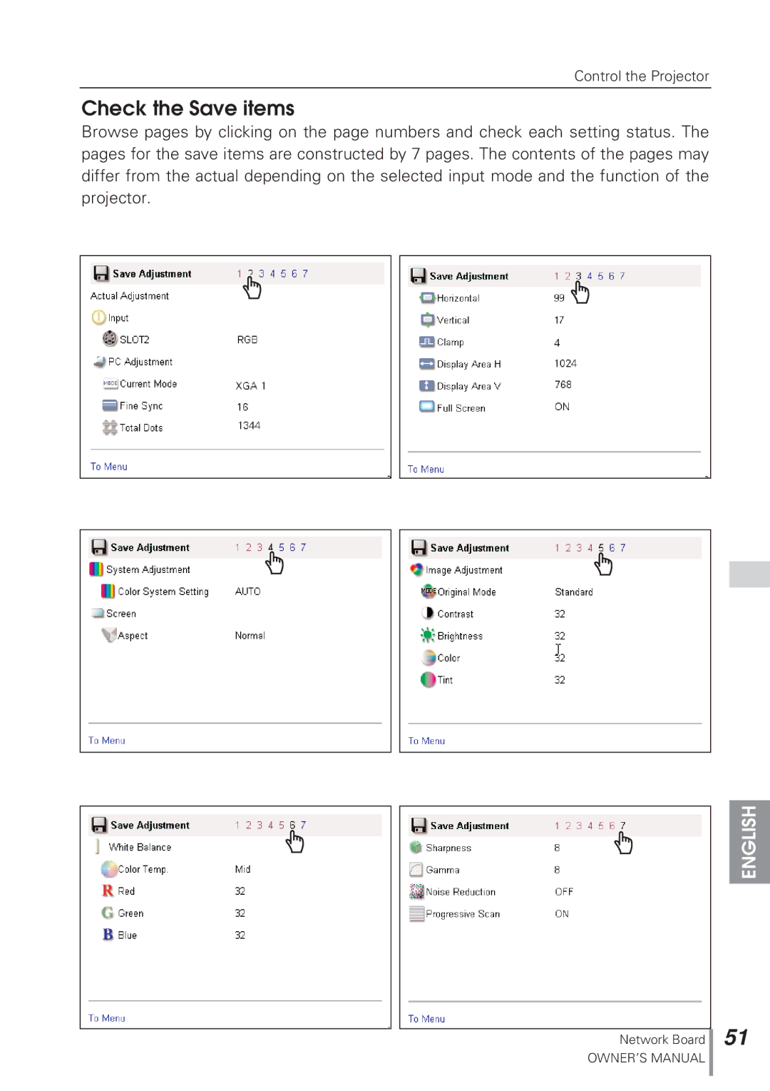 Eiki MD13NET owner manual Check the Save items 