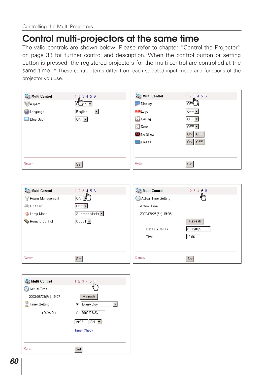 Eiki MD13NET owner manual Control multi-projectors at the same time 