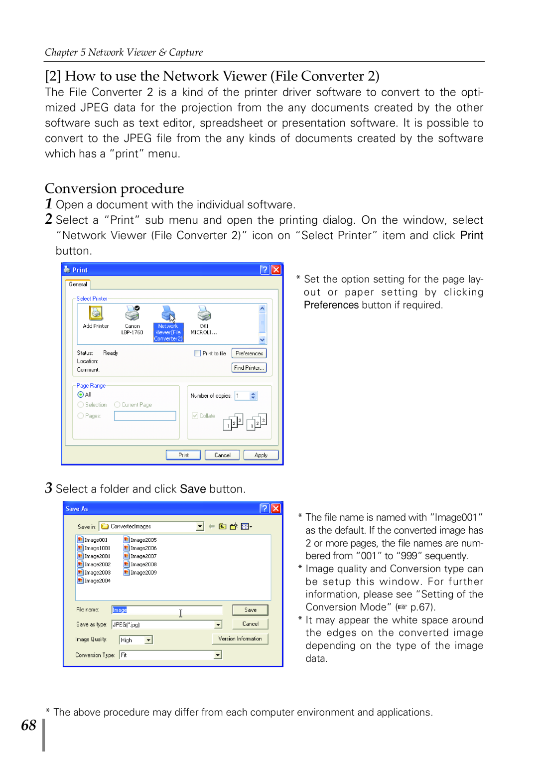 Eiki PjNET-20 owner manual How to use the Network Viewer File Converter, Conversion procedure 