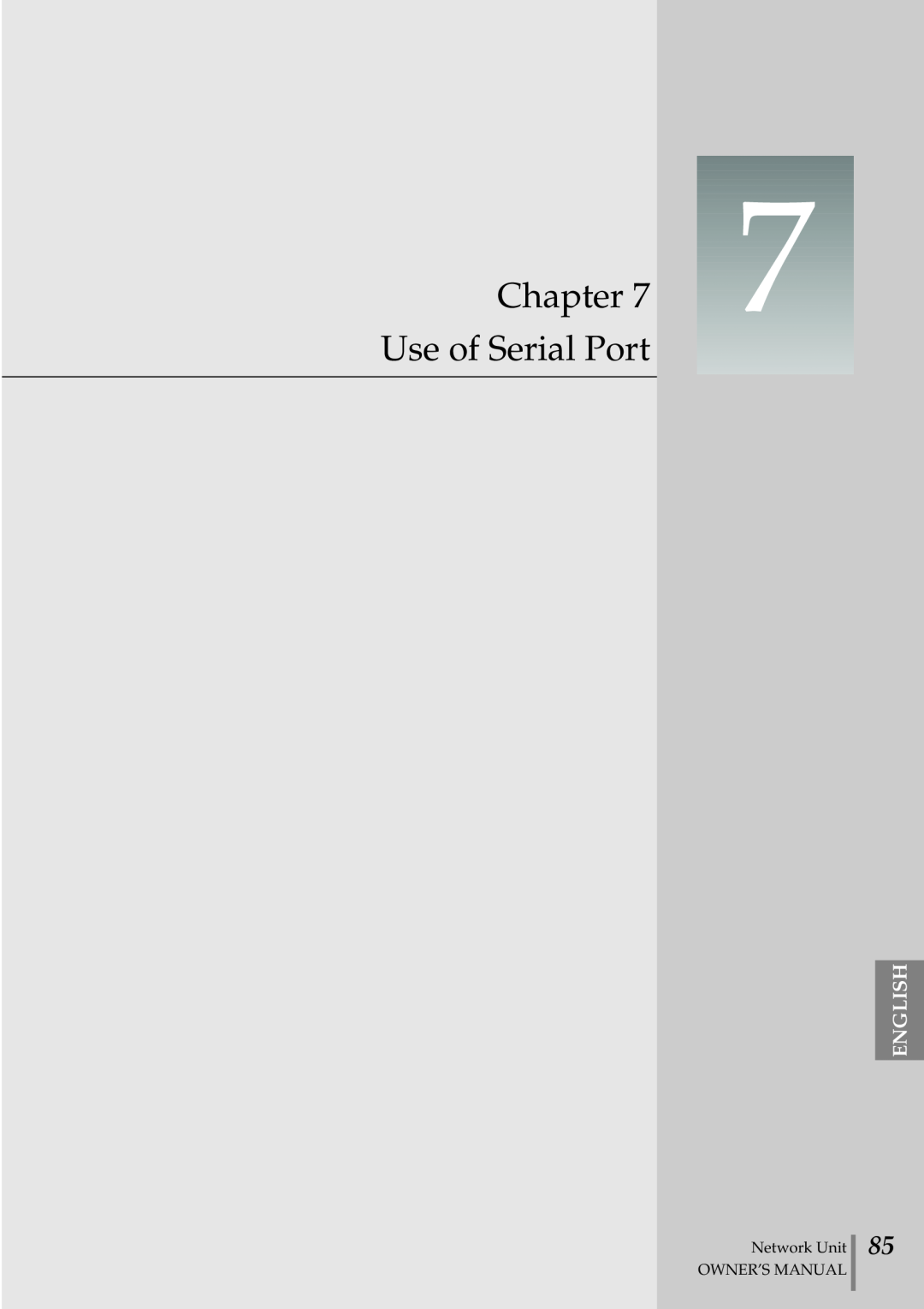 Eiki PjNET-20 owner manual Use of Serial Port, Chapter, English, Network Unit OWNER’S MANUAL 