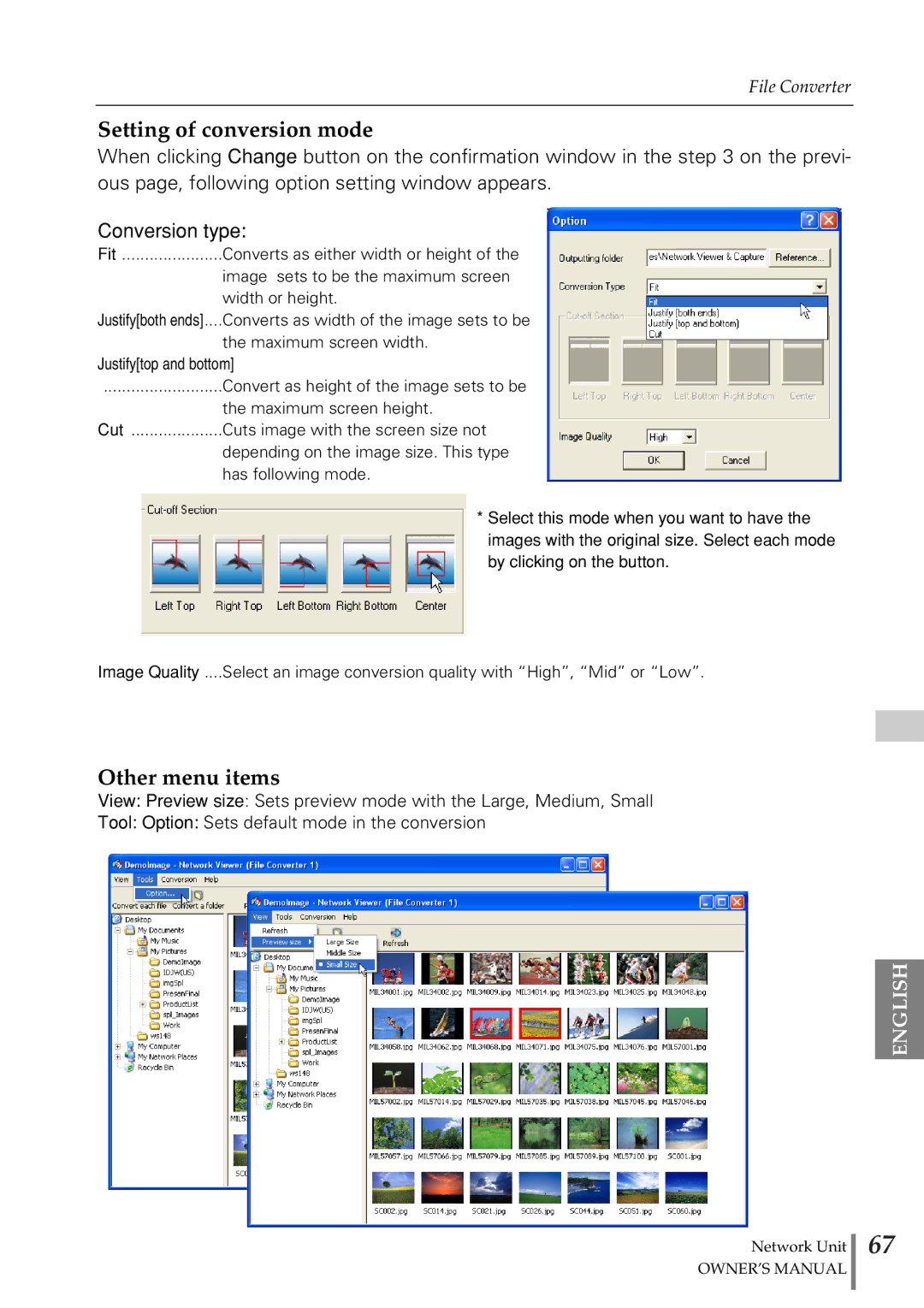 Eiki PjNET-20 owner manual Setting of conversion mode, Other menu items 