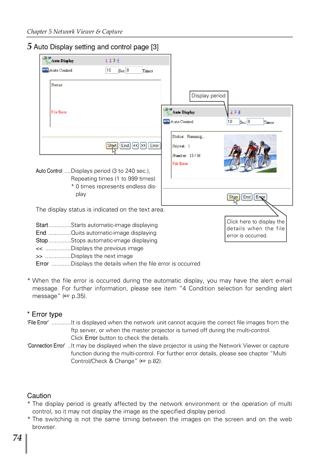 Eiki PjNET-20 owner manual Auto Display setting and control 