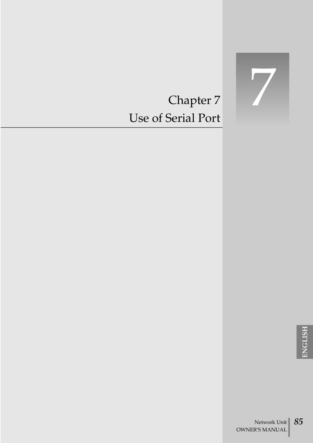 Eiki PjNET-20 owner manual Chapter Use of Serial Port 