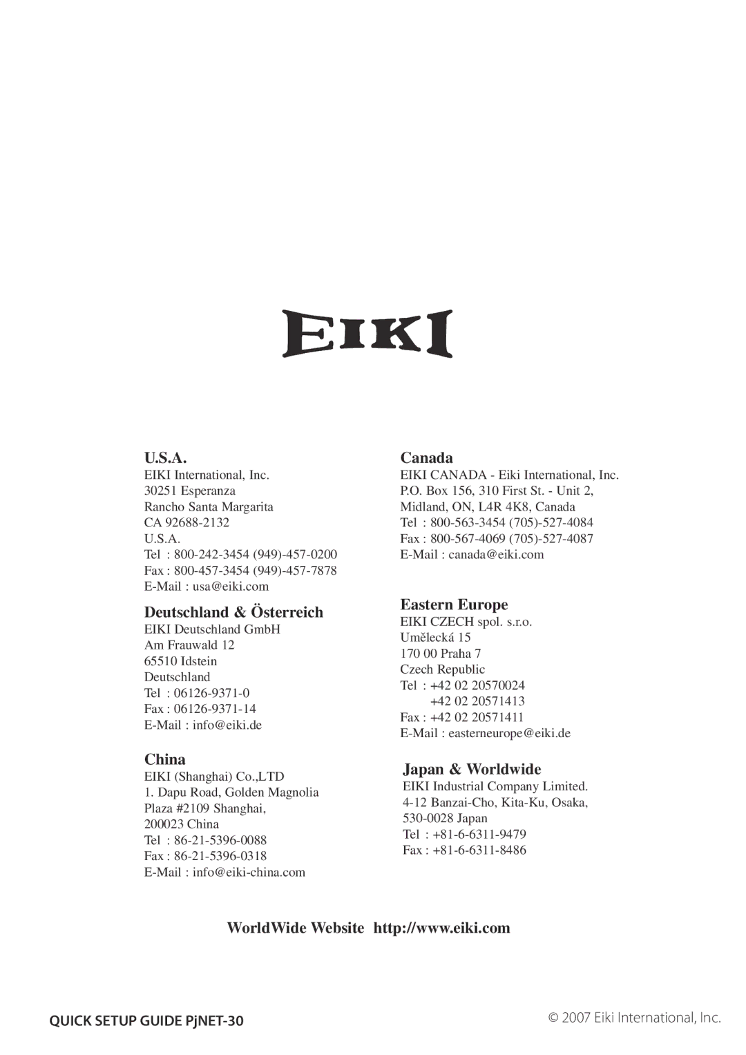 Eiki PJNET-30 setup guide Deutschland & Österreich 