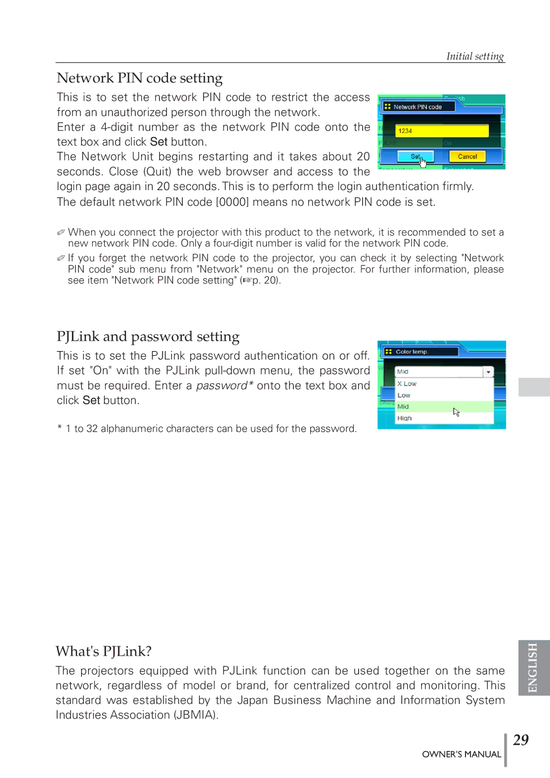 Eiki PJNET-300 owner manual PJLink and password setting, Whats PJLink? 