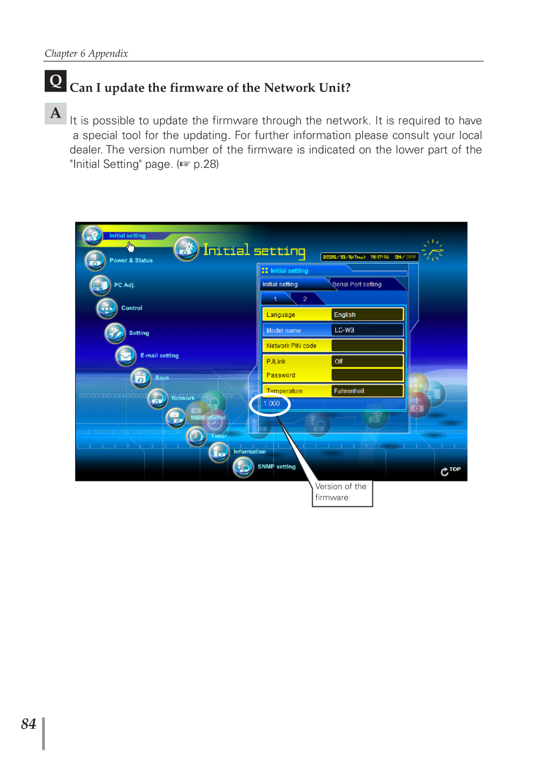 Eiki PJNET-300 owner manual Can I update the firmware of the Network Unit? 