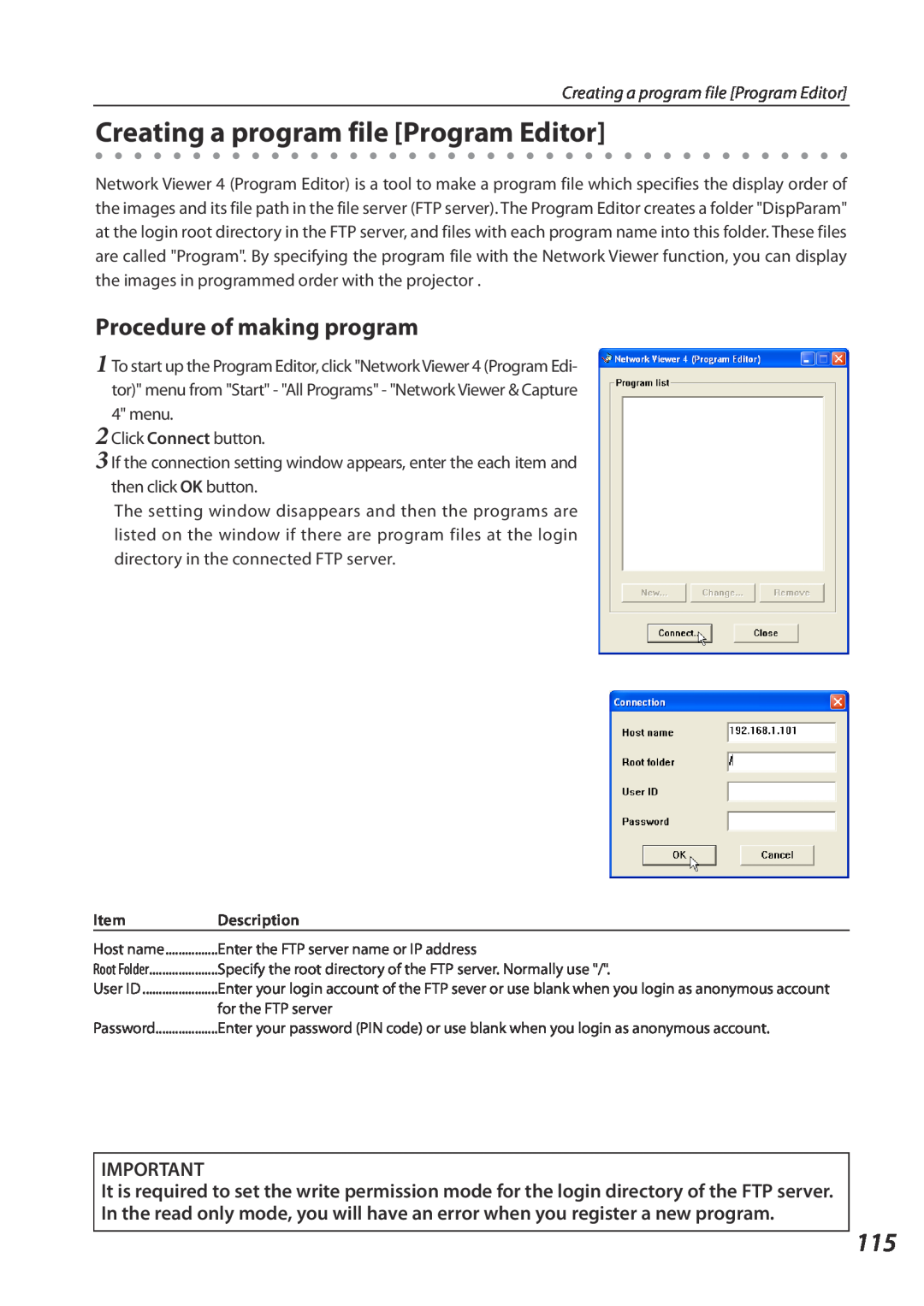 Eiki QXXAVC922---P owner manual Creating a program file Program Editor, Procedure of making program 