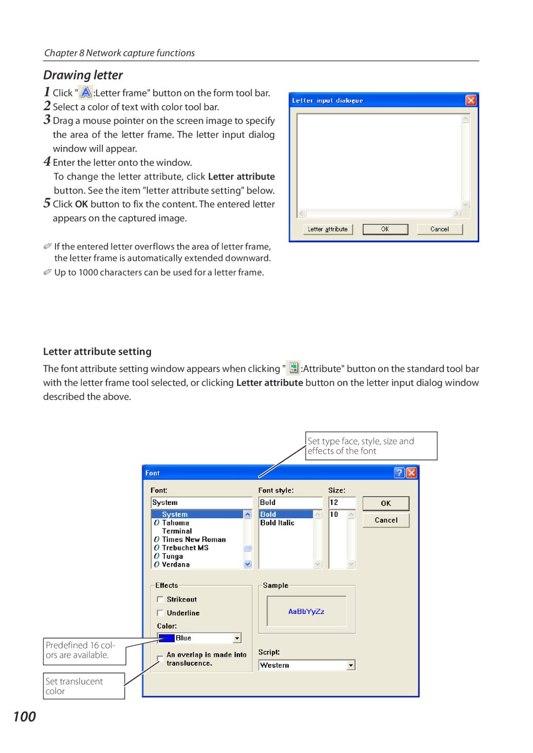 Eiki QXXAVC922---P Drawing letter, Letter attribute setting, Up to 1000 characters can be used for a letter frame 