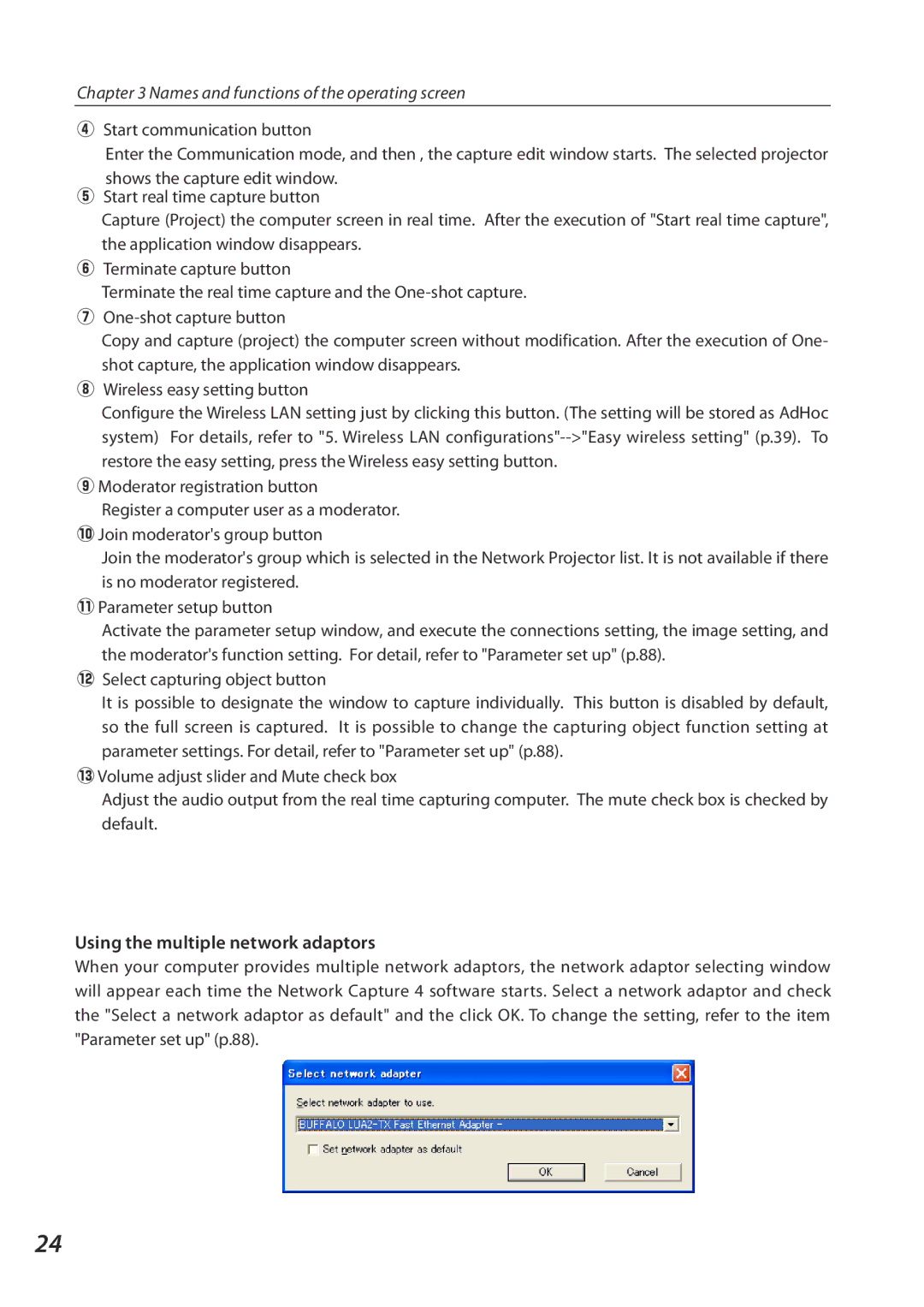 Eiki QXXAVC922---P owner manual Using the multiple network adaptors 