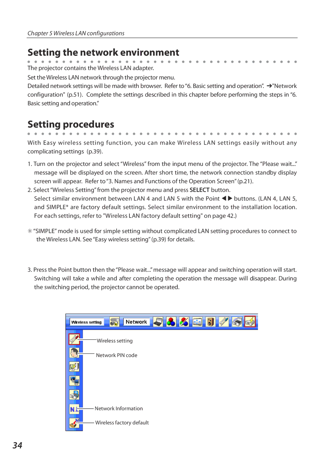 Eiki QXXAVC922---P owner manual Setting the network environment, Setting procedures 