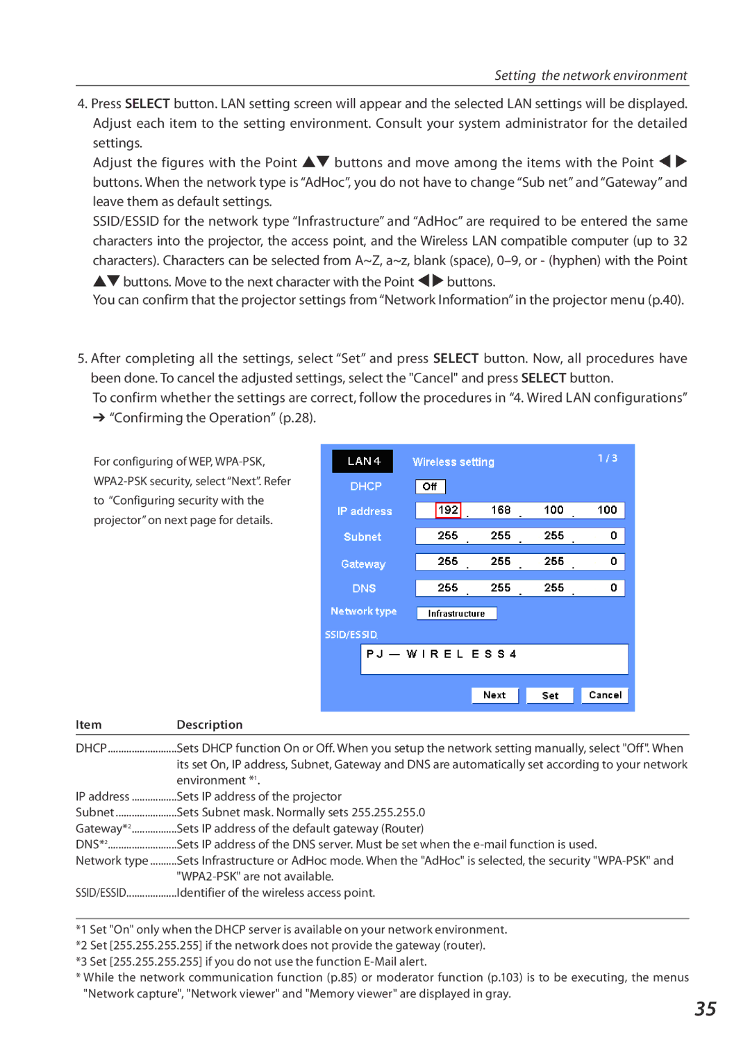 Eiki QXXAVC922---P owner manual WPA2-PSK are not available, Identifier of the wireless access point 