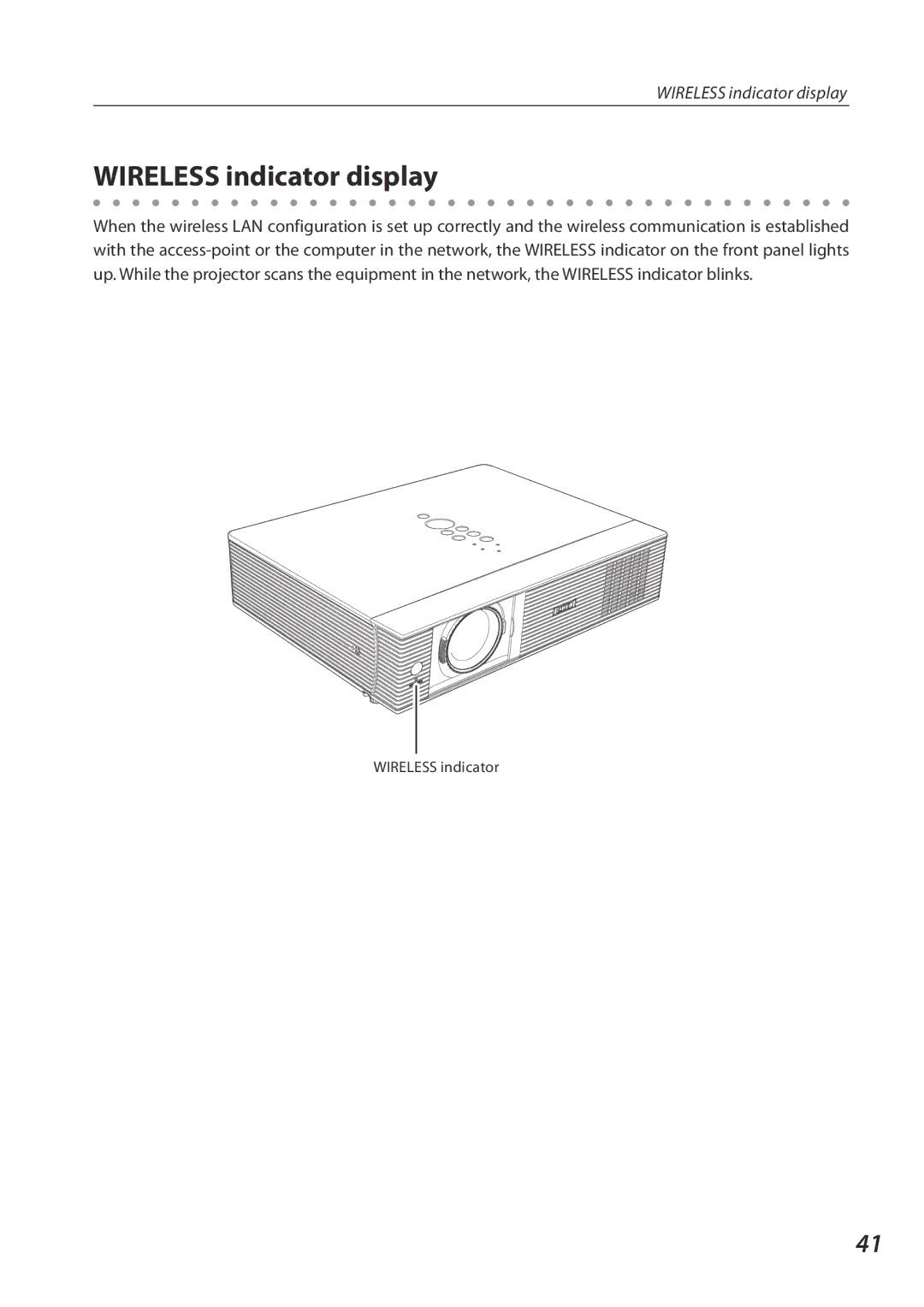 Eiki QXXAVC922---P owner manual Wireless indicator display 