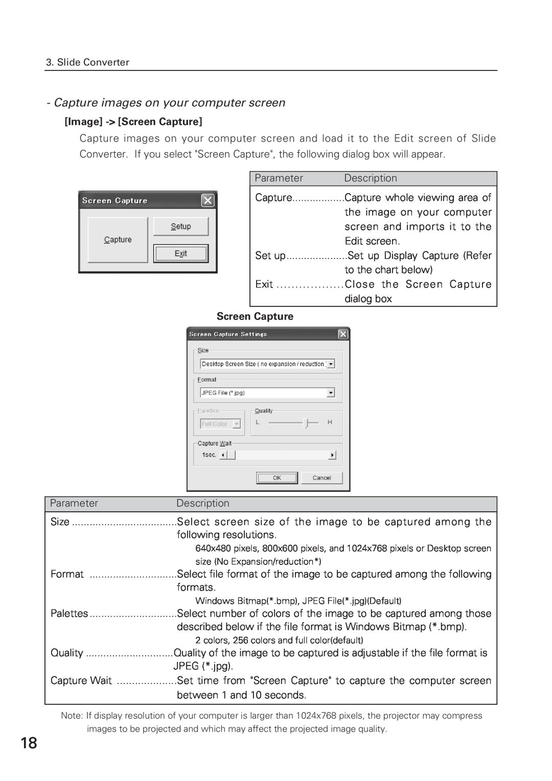 Eiki WL-10 owner manual Capture images on your computer screen, Image - Screen Capture 
