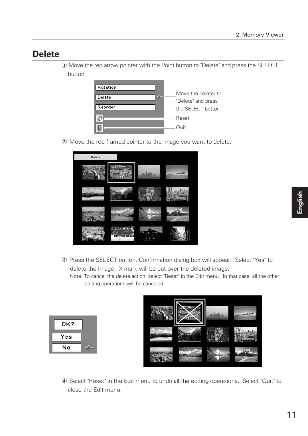 Eiki WL-10 owner manual Delete 