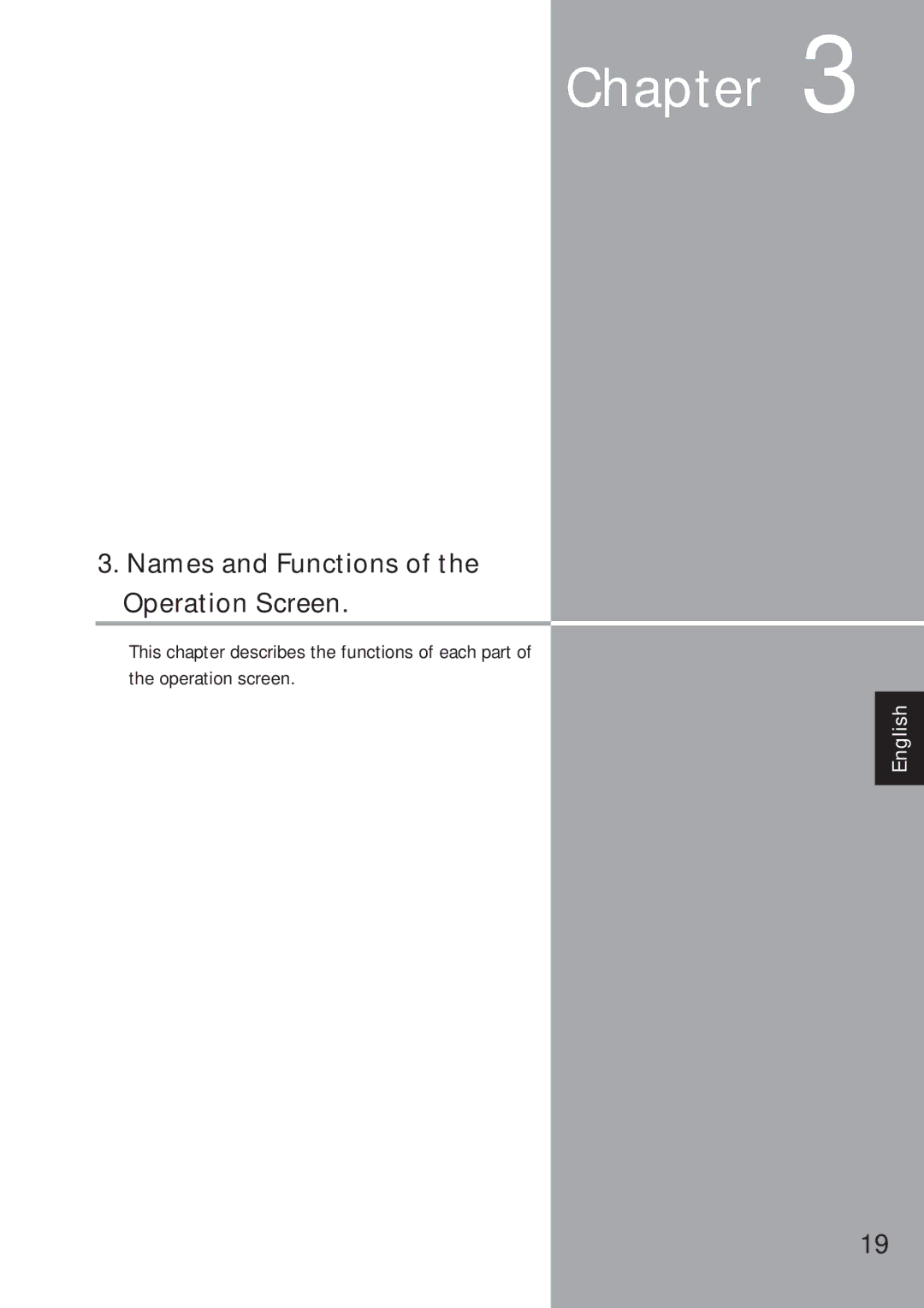 Eiki XG-705A owner manual Names and Functions of the Operation Screen 