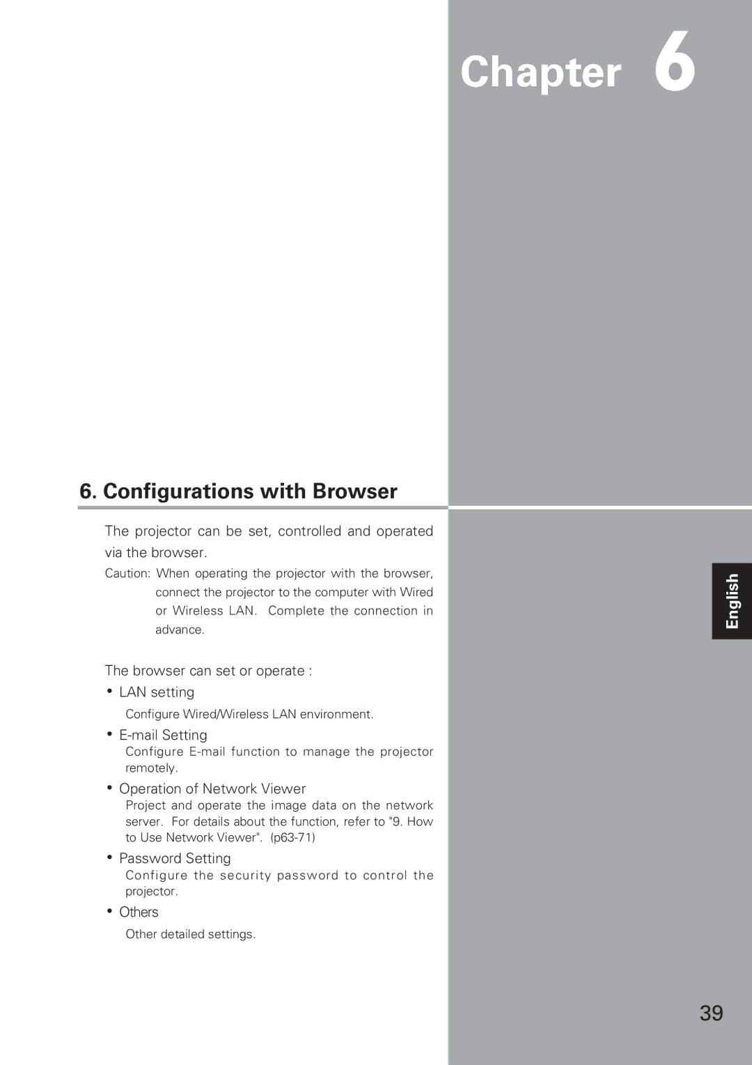 Eiki XG-705A owner manual Configurations with Browser, Operation of Network Viewer 