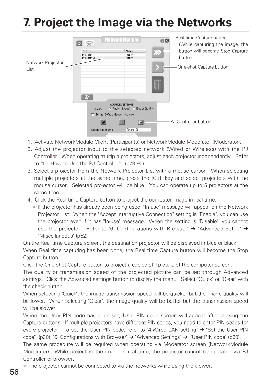 Eiki XG-705A owner manual Project the Image via the Networks 