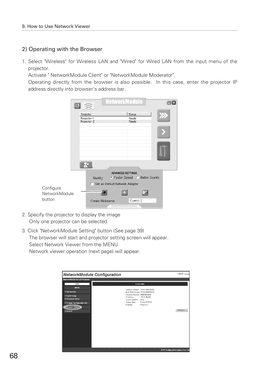 Eiki XG-705A owner manual Operating with the Browser 