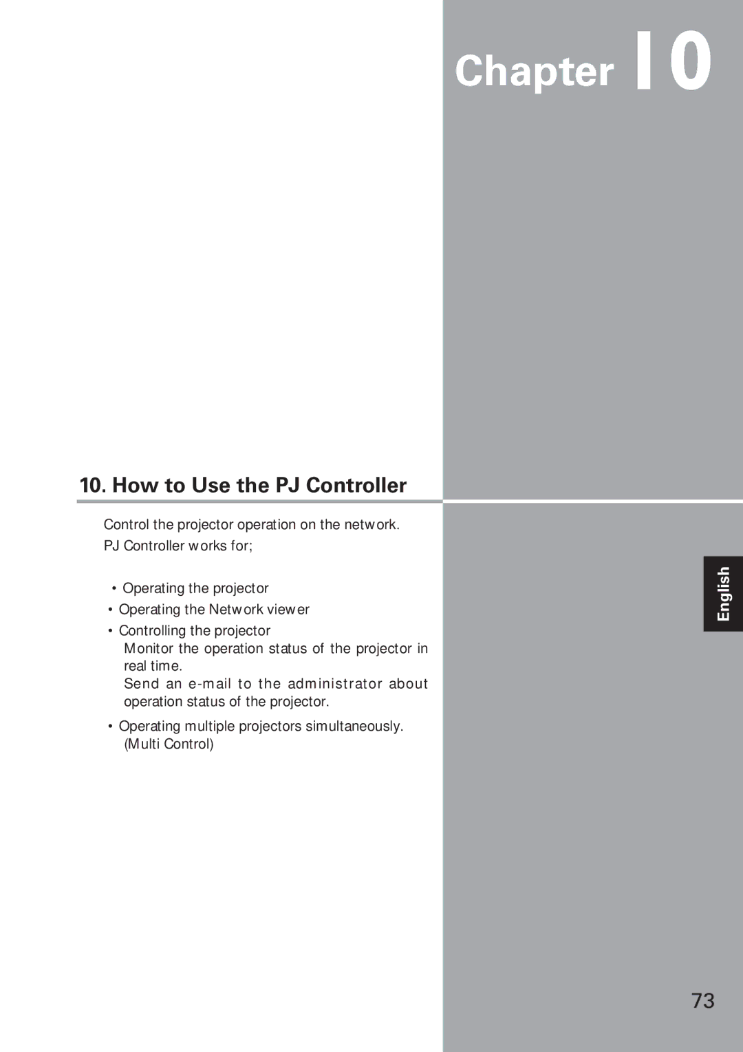 Eiki XG-705A owner manual How to Use the PJ Controller 