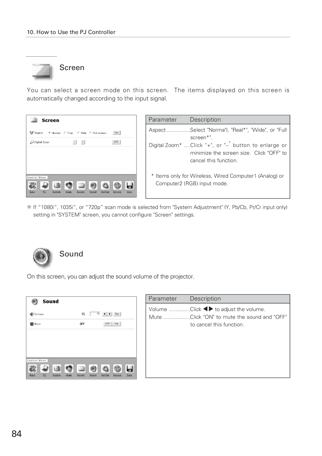 Eiki XG-705A owner manual Screen 