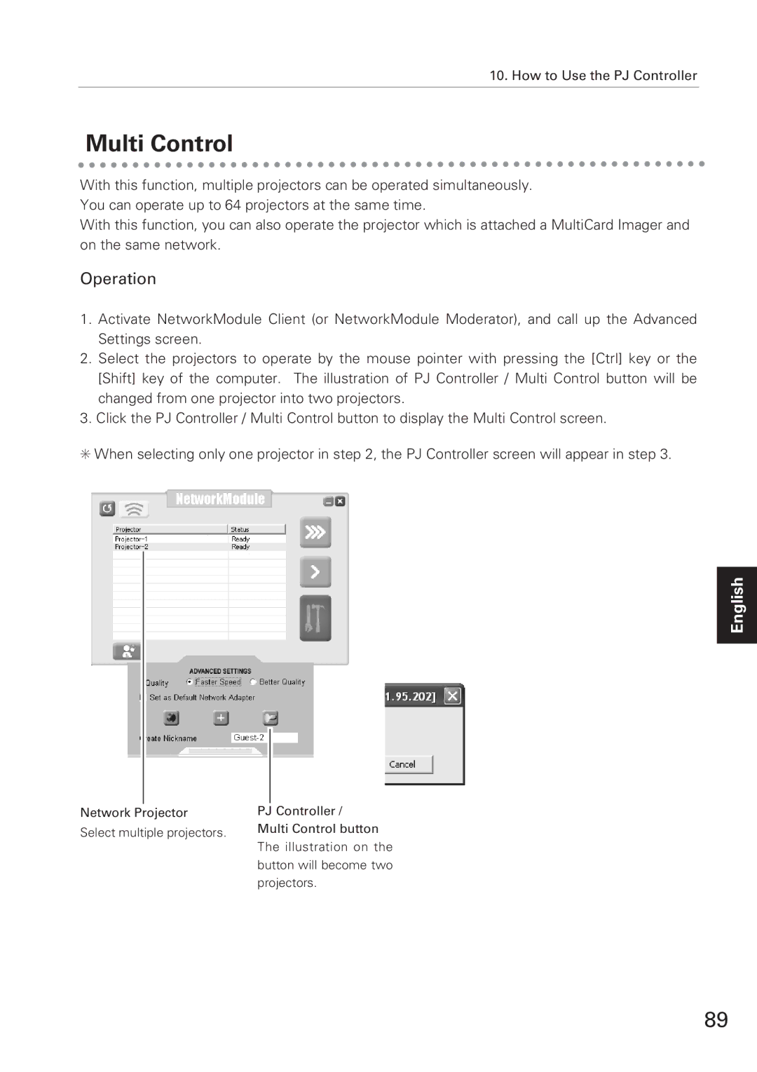 Eiki XG-705A owner manual Multi Control, Operation 