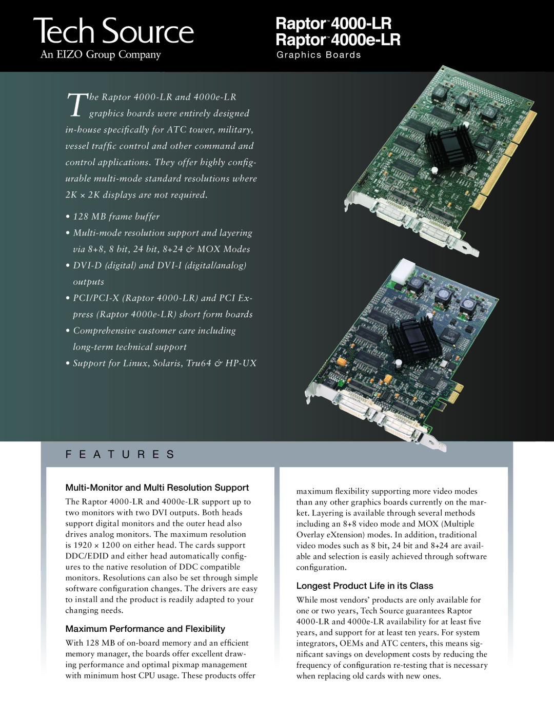 Eizo 4000e-LR, 4000-LR manual Multi-Monitor and Multi Resolution Support, Maximum Performance and Flexibility 