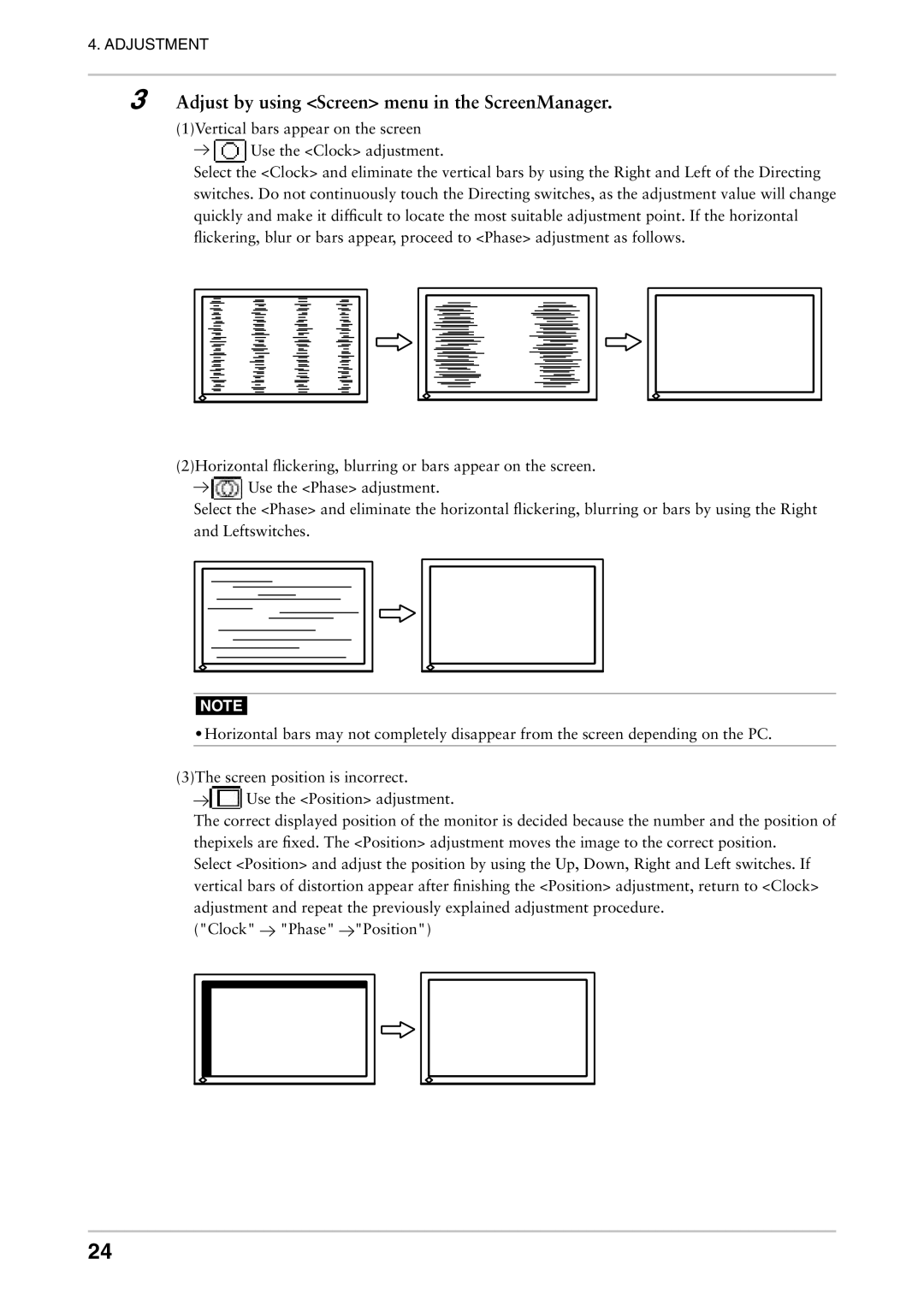 Eizo CE240W, CE210W user manual Adjust by using Screen menu in the ScreenManager 