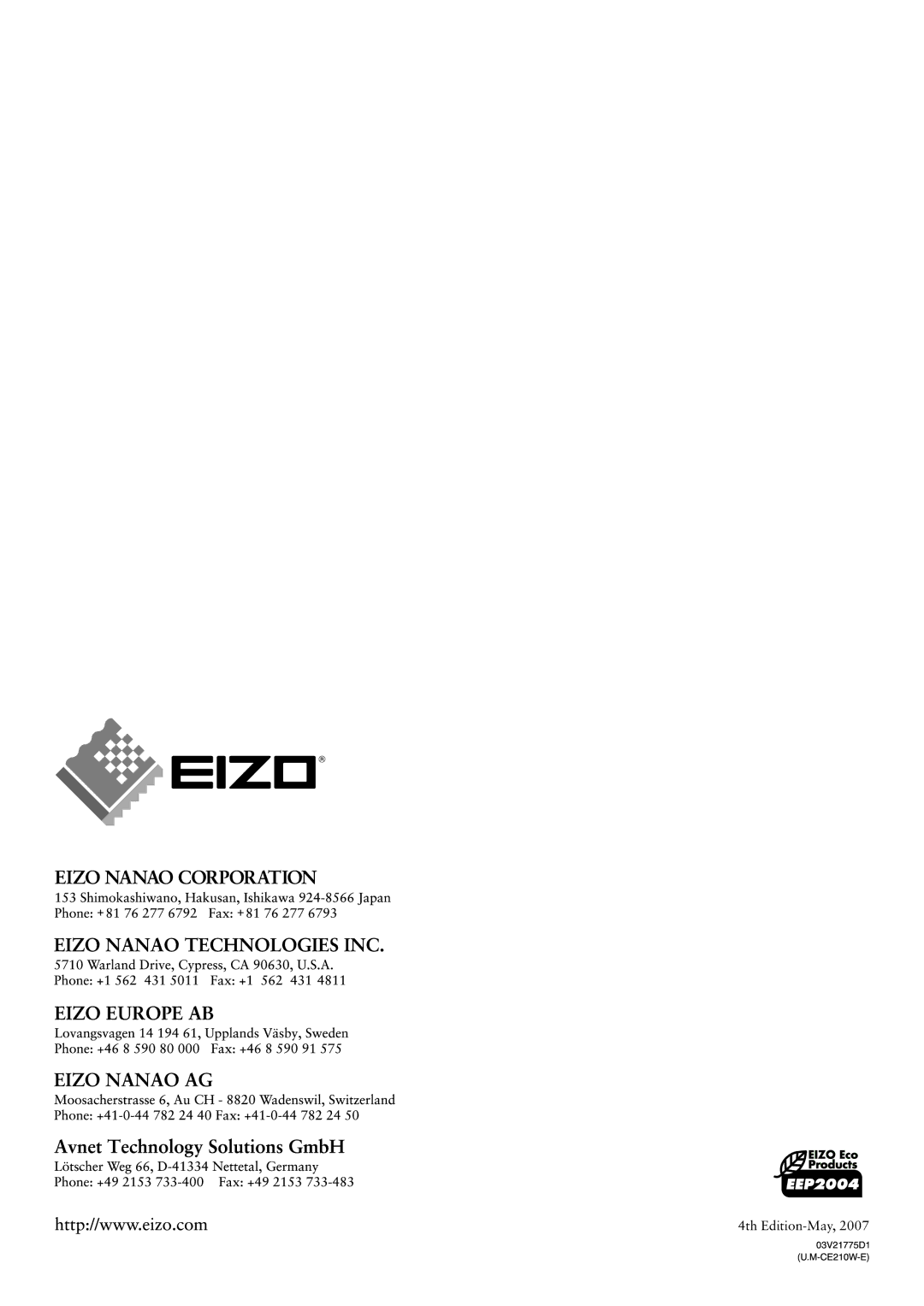 Eizo CE240W, CE210W user manual 