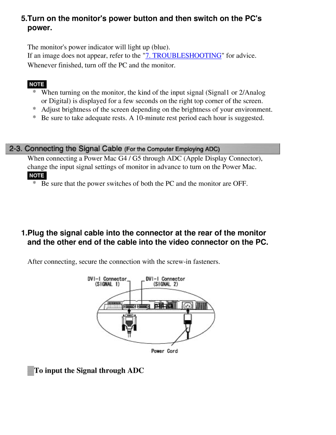 Eizo CG211 manual To input the Signal through ADC 