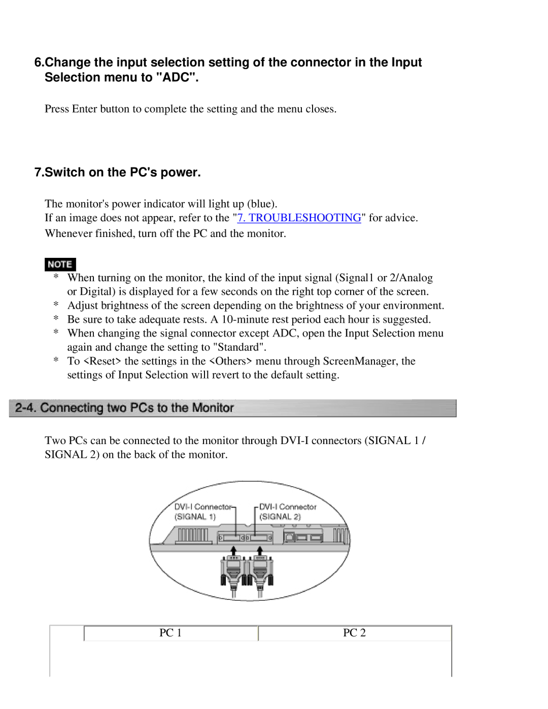 Eizo CG211 manual Switch on the PCs power 