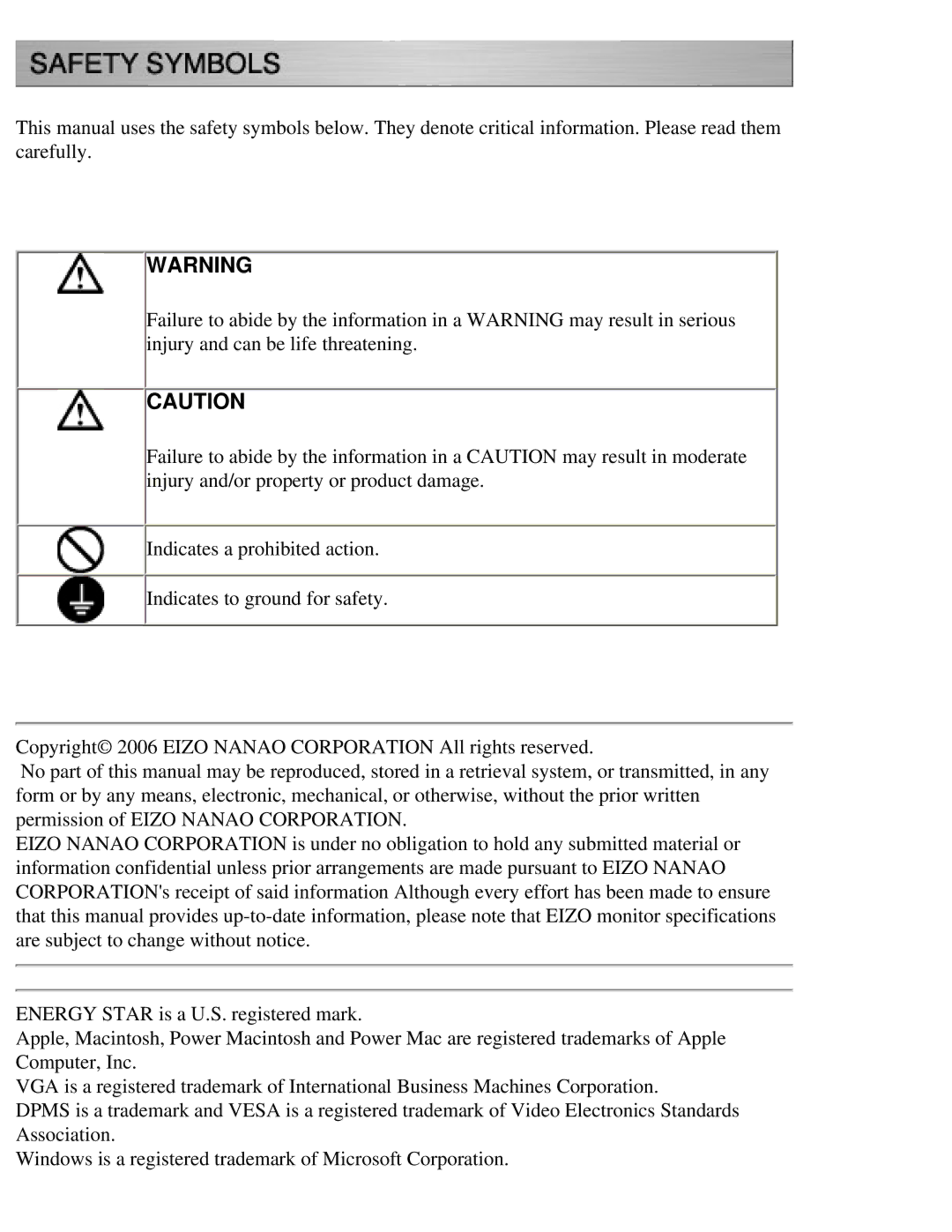 Eizo CG211 manual 