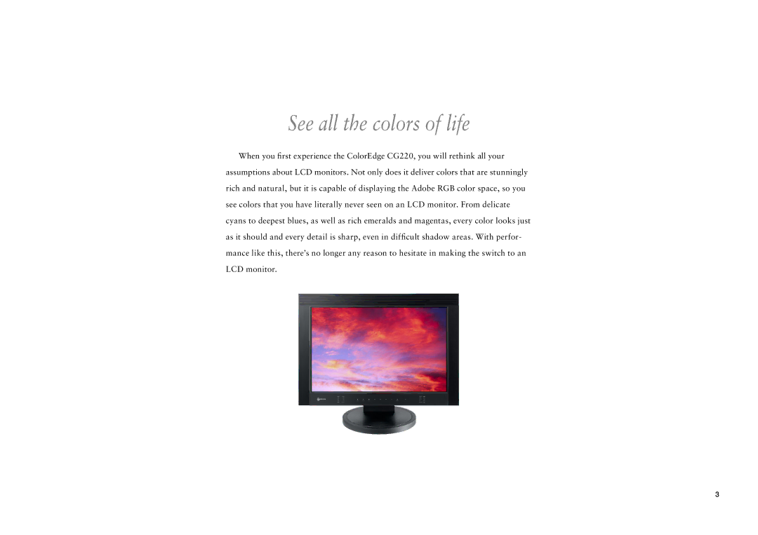 Eizo CG220 manual See all the colors of life 