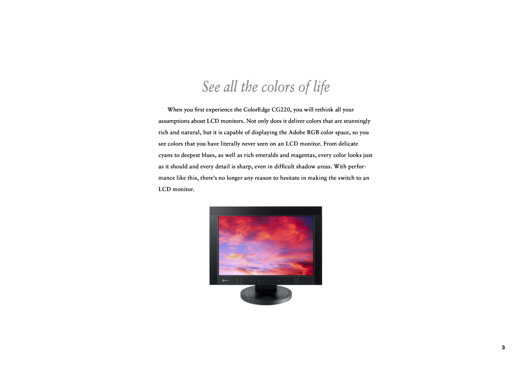 Eizo CG220 manual See all the colors of life 