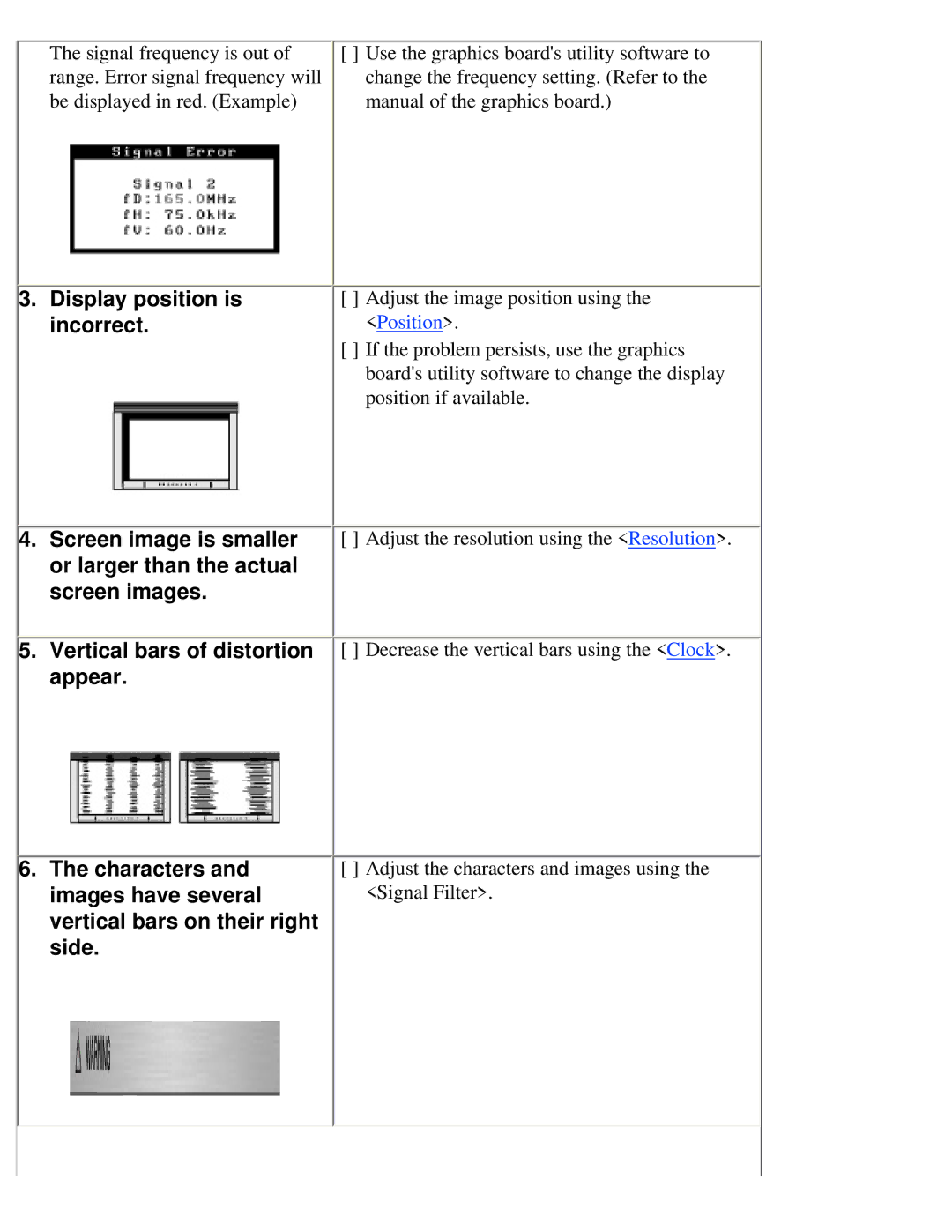 Eizo CG221 manual Display position is incorrect 