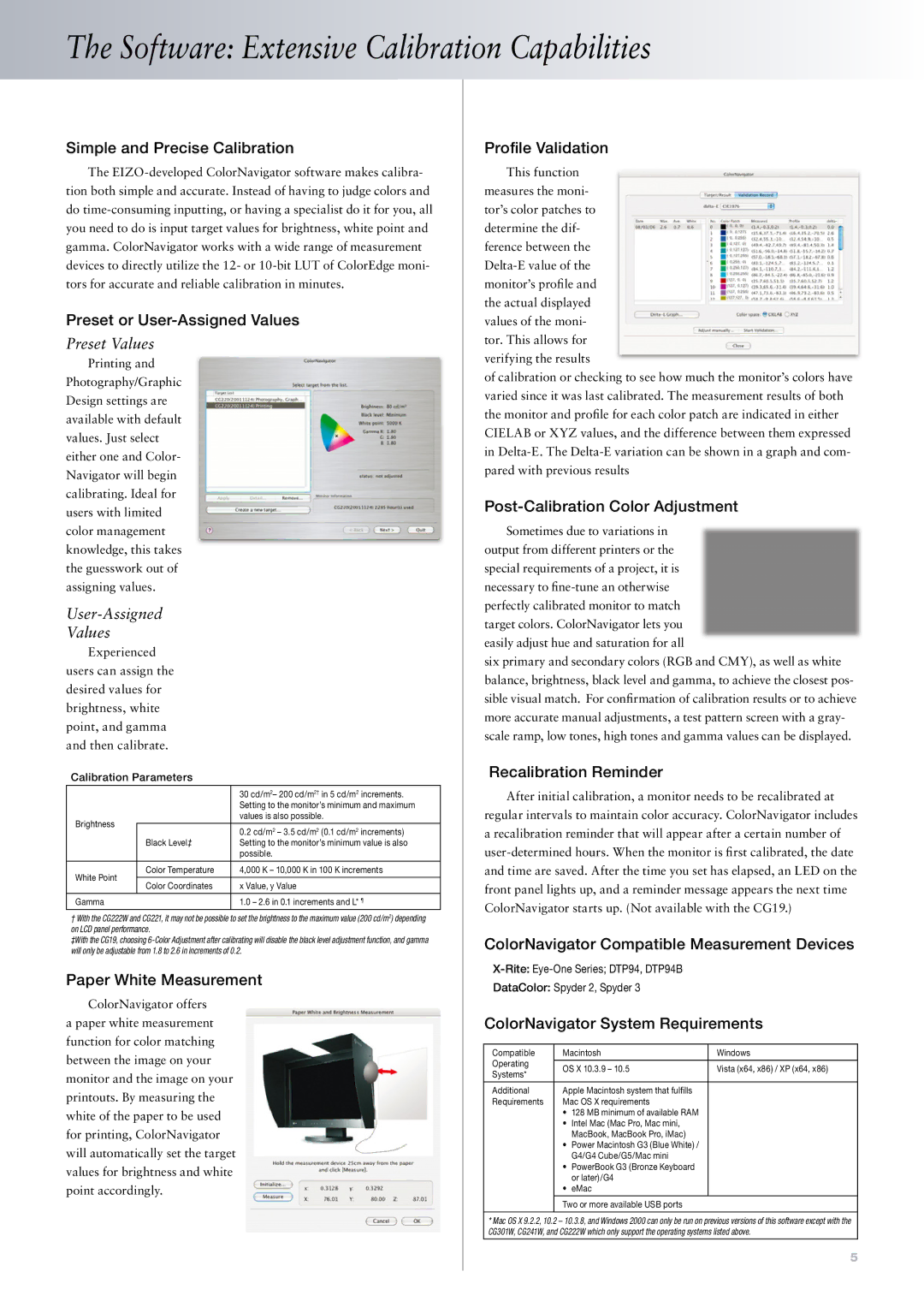 Eizo CG222W manual Software Extensive Calibration Capabilities 